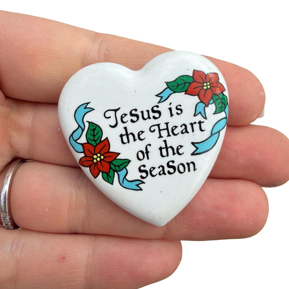 Vintage Jewelry Jesus is the Heart of the Season Brooch Pin Christmas Brooch
